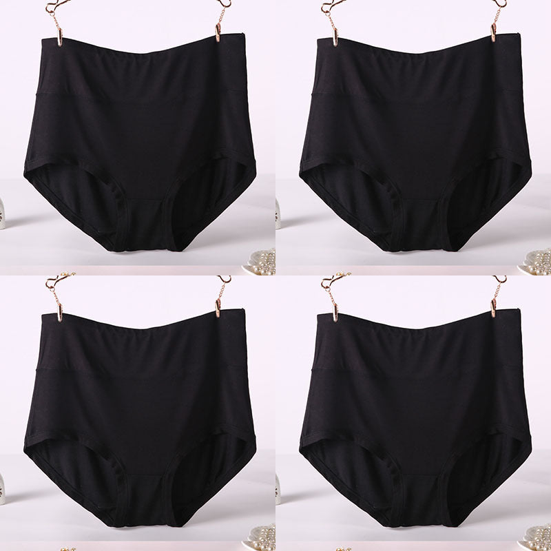 Women Underwear Soft Viscose Solid Color High Waist Panties 4pcs A Lot