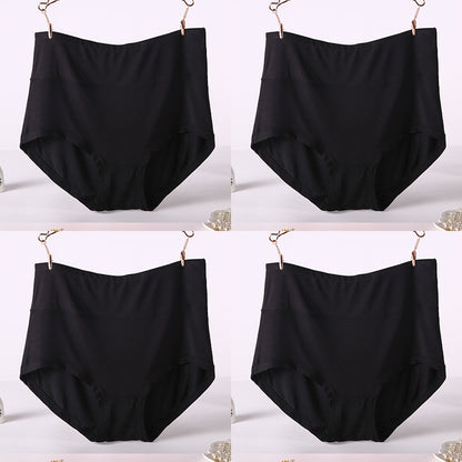 Women Underwear Soft Viscose Solid Color High Waist Panties 4pcs A Lot