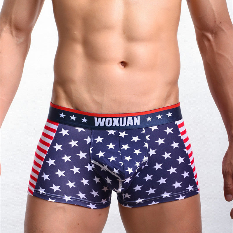 American flag printed ribbed boxers