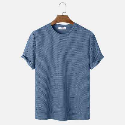 Män sommarenfärgade rundhalsade Basic T-shirts