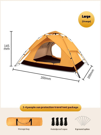 Summer Outdoor Camping 3-4 People Oxford Cloth Camping Tent