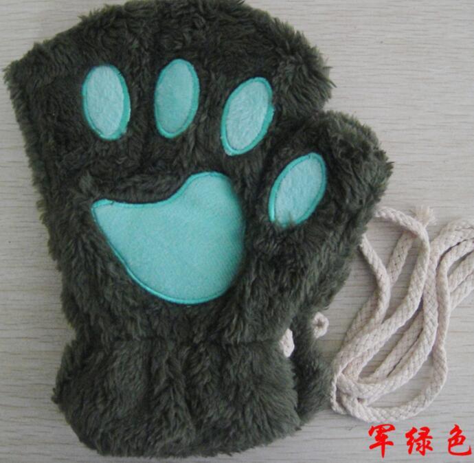 Vinter ljuvlig halv cover Paw Bear Cat Claw handskar Kort finger