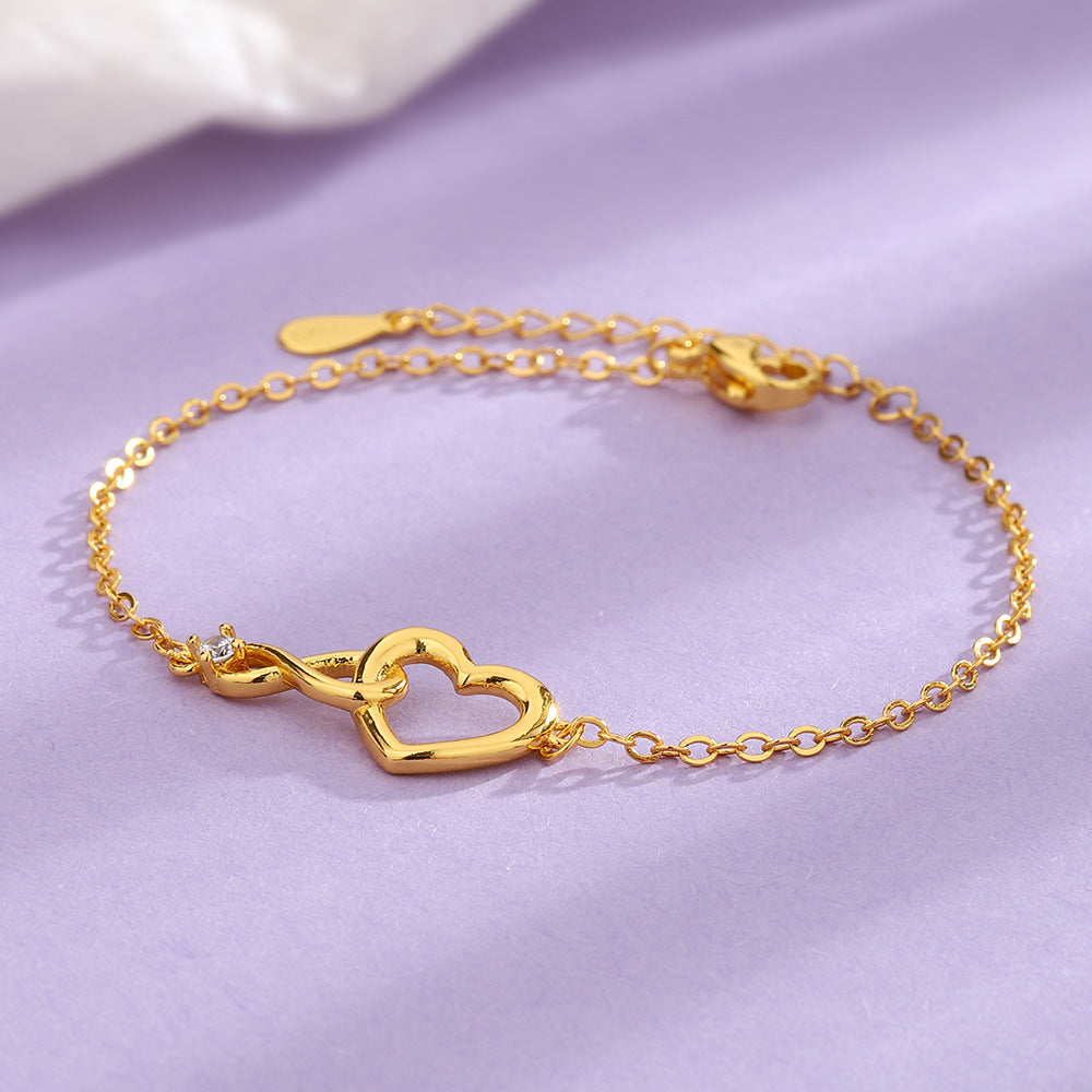 Bracelet en forme de cœur, bijoux à la mode, polyvalent, cadeau d'amour pour petite amie, saint-valentin