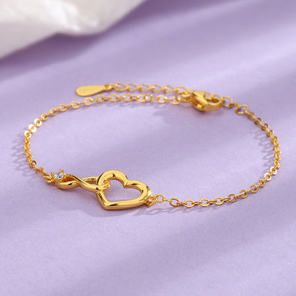 Bracelet en forme de cœur, bijoux à la mode, polyvalent, cadeau d'amour pour petite amie, saint-valentin