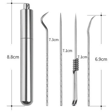 304 Stainless Steel Toothpicks High-end Portable Aluminum Alloy Storage Tube Picking Teeth Artifact Oral Care Tool