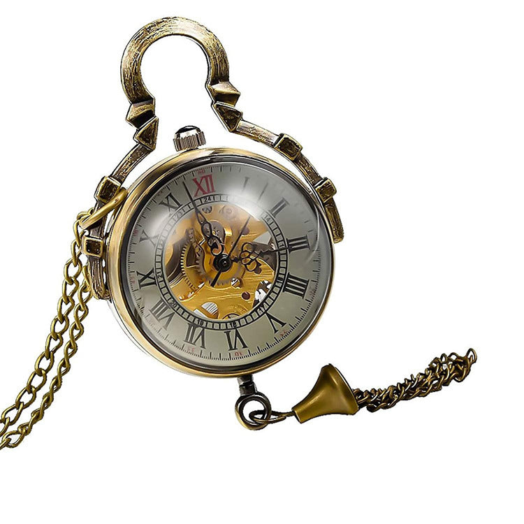 Crystal ball mechanical pocket watch