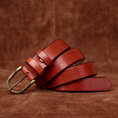 Men's 3.3CM Wide Copper Buckle Trendy Fashion Retro Belt - Bold Presence
