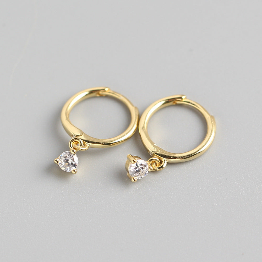 Light Luxury Diamond Ear Buckle S925 Sterling Silver Minimalist INS Style Zircon Earrings