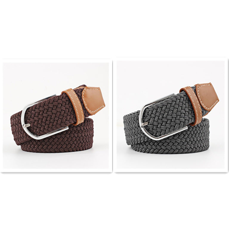 Women's Canvas Student Casual Stretch Braided Needle Buckle Belt - Youthful Confidence