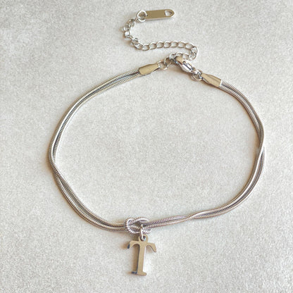 Nya bokstaven AZ kärleksknut armband för kvinnor par guldfärg läcker ormkedja berlockarmband rostfritt stål smycken present alla hjärtans dag presenter