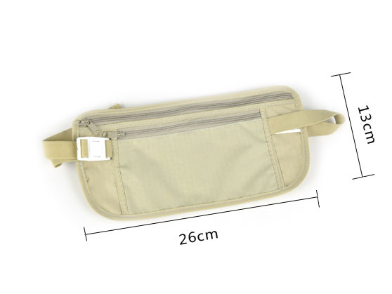 Pochette de sécurité zippée à la taille avec tissu Coolmax