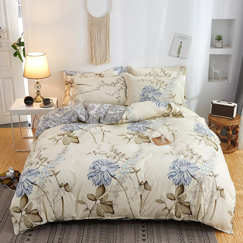 Cover Set Bed Cotton Quilt Bedsheet Bedding Duvet Fitted