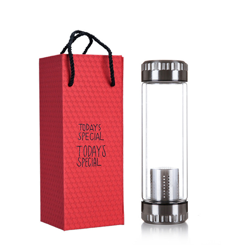 teflaska flaska vattenflaska infuser med filter rostfritt stål te infuser filter dubbel vägg sport vatten tumbler