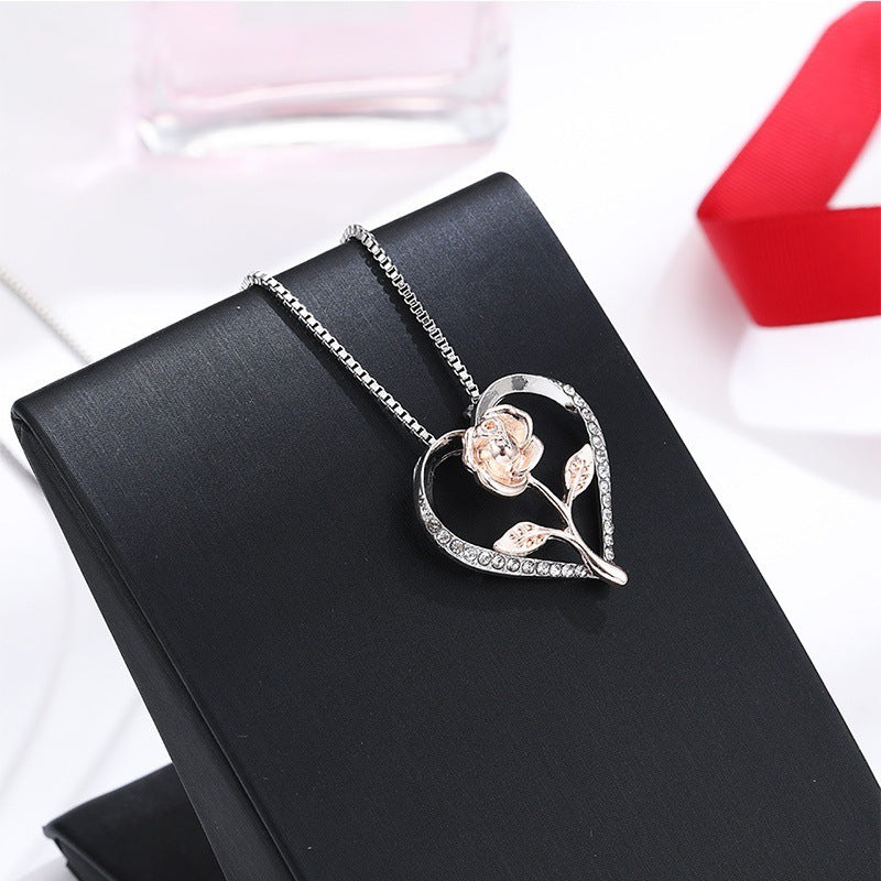 Collier en zircone et argent rose pour kvinnor