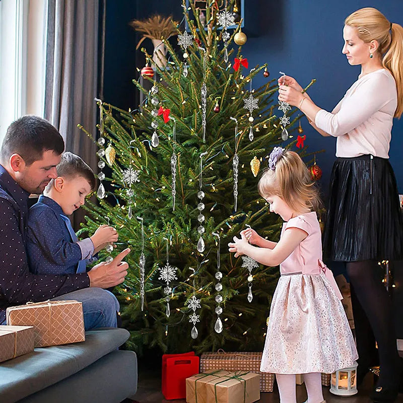 Pendentifs suspendus pour arbre de noël, 10 pièces, bande de glace en acrylique, plafond de neige, ornements de noël, décoration de nouvel an, décoration de maison