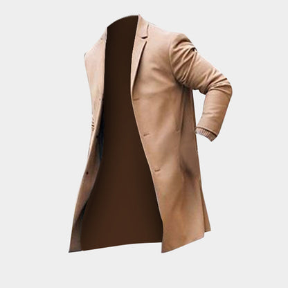 Mode vinter mäns Trench långa jackor Overcoat Classic Jackor Solid Slim Fit Outwear Hombre Män Kläder Khaki Svarta