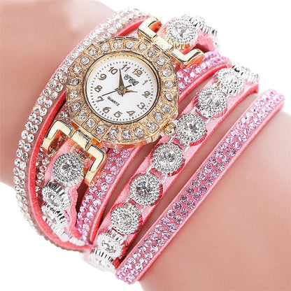 Relogio masculino Kvinnor Kvarts Kvinnor PU Läder Rhinestone Watch Armband Watches