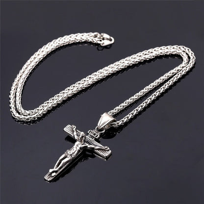 Cross Necklace For Men With Flower Basket 60cm Keel Chain