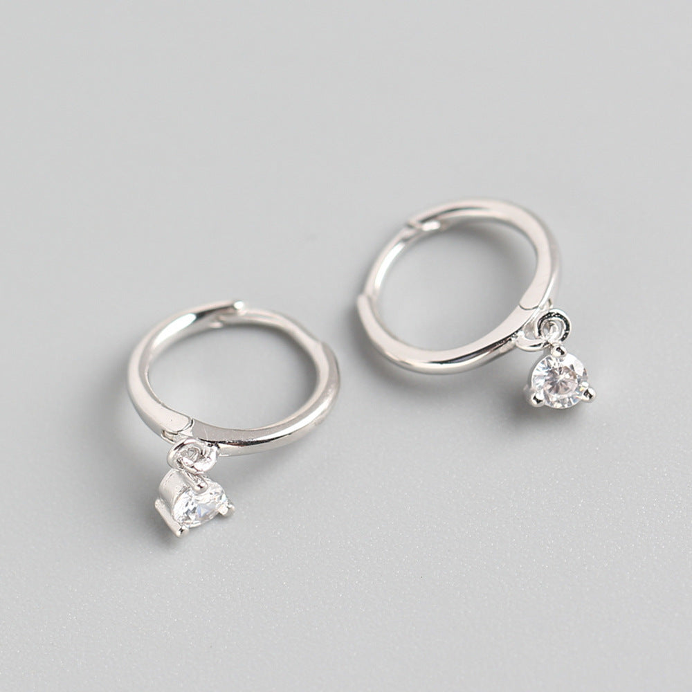 Light Luxury Diamond Ear Buckle S925 Sterling Silver Minimalist INS Style Zircon Earrings