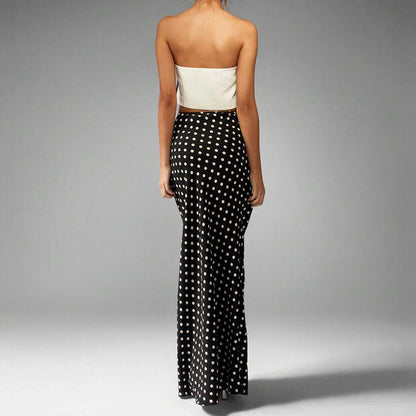 Summer European And American Elegant Slim-fit Polka Dot One-step Skirt Mid Skirt For Women