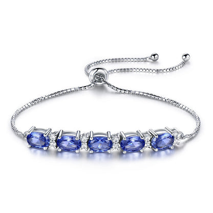 Armband för kvinnor ädelsten blå topas justerbar kedjelänk armband julsmycken