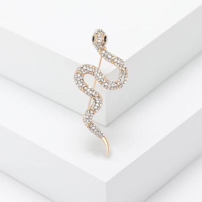 Korean Style Creative Rhinestone Snake Brooch Ins Fashion Simple Clothing Accessories Personality Alloy Animal Pin