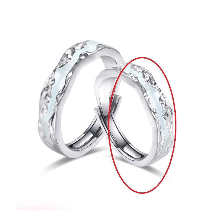 Ljusårsparringar i 925 sterling silver med självlysande kall norrsken, öppen emalj för män och kvinnor