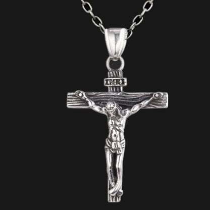 Cross Necklace For Men With Flower Basket 60cm Keel Chain