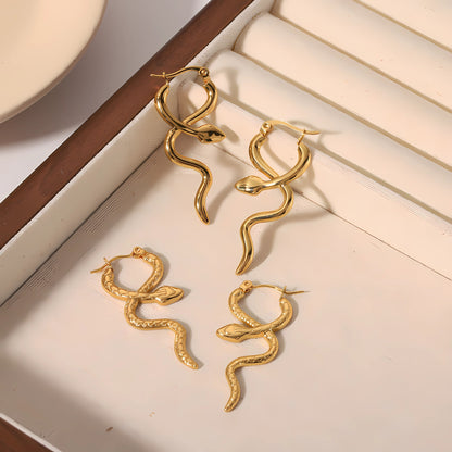 Serpentine Titanium Steel Ear Clip 18K Gold-plated Stainless Steel