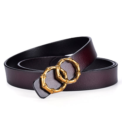 Ceinture en cuir véritable à boucle lisse pour femme, peau de vache pure