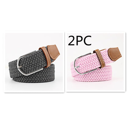 Women's Canvas Student Casual Stretch Braided Needle Buckle Belt - Youthful Confidence