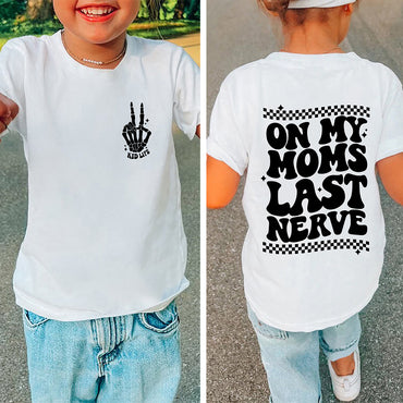 Letter Print Casual Round Neck Children T-shirt