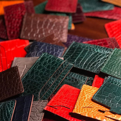 Portefeuille multi-cartes à la mode en cuir véritable motif crocodile pour hommes