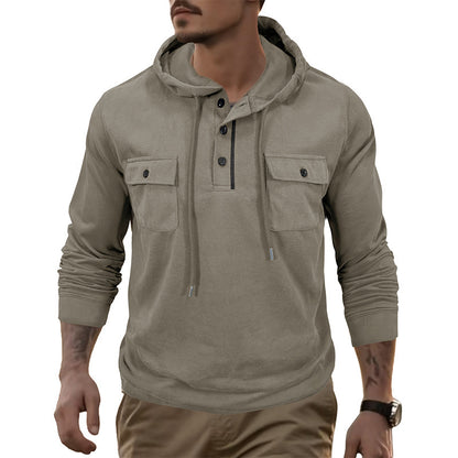 Men's Sweater Long-sleeved Sports Pocket Hooded Top