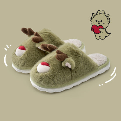 Cartoon Cotton Slippers Inner Velvet Insulated Cotton-padded Shoes