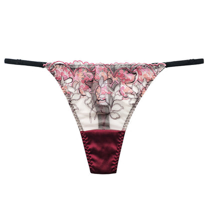 Luxurious Silk Low Waist Sheer Lace Panties - Breathable & Elegant