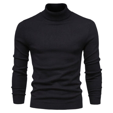 Winter Turtleneck Sweater Fashion Slim Fit Solid Color Pullover Knitted Top Men's Clothing