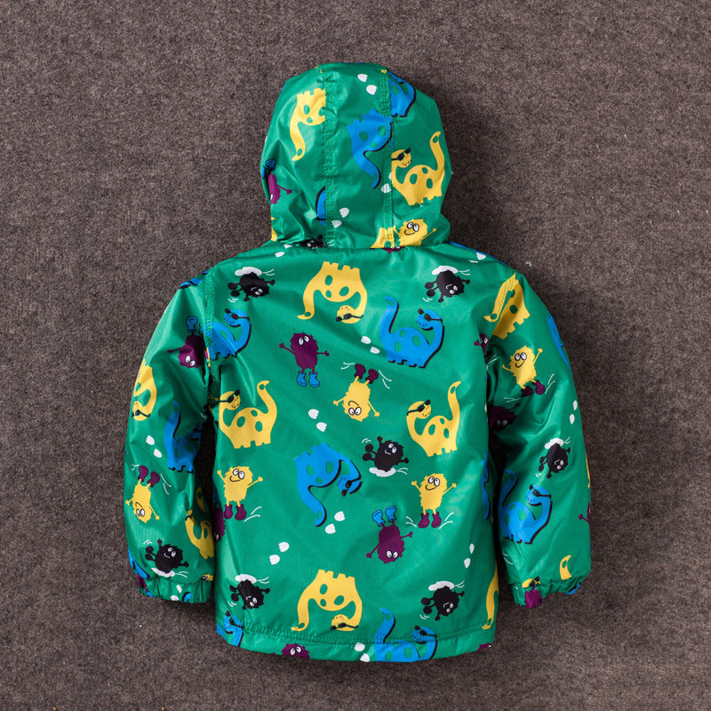 Veste à capuche pour enfants, jolie veste coupe-vent et imperméable en forme de dinosaure pour garçon