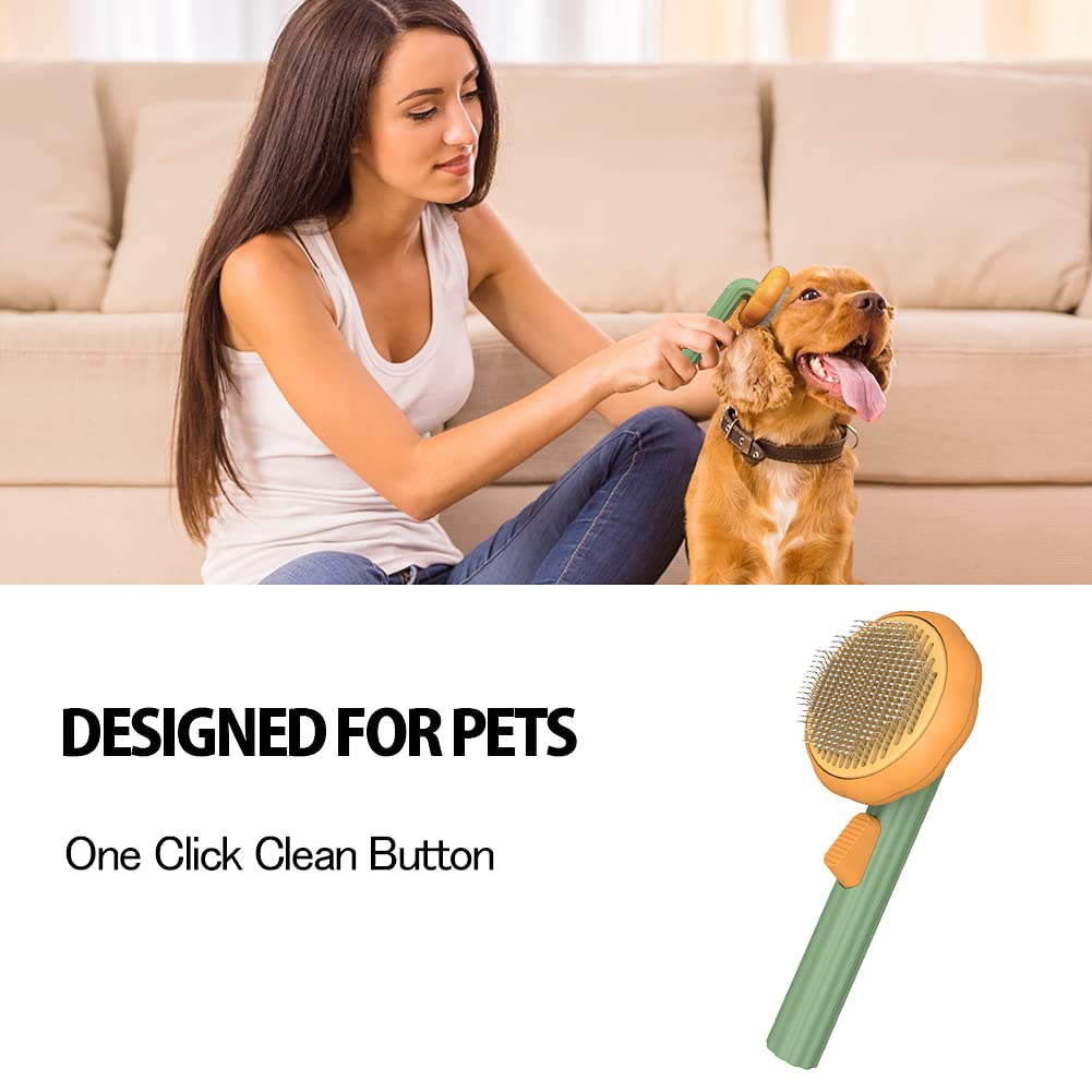 Brosse à citrouille pour animaux de compagnie, brosse de toilettage autonettoyante pour chiens, chats, chiots, lapins, brosse de toilettage pour chat, élimine en douceur le sous-poil lâche, tapis, brosse à poils emmêlés