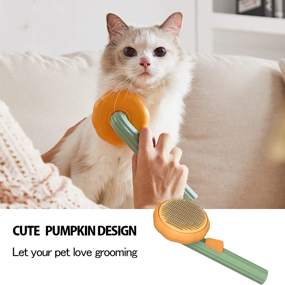 Brosse à citrouille pour animaux de compagnie, brosse de toilettage autonettoyante pour chiens, chats, chiots, lapins, brosse de toilettage pour chat, élimine en douceur le sous-poil lâche, tapis, brosse à poils emmêlés