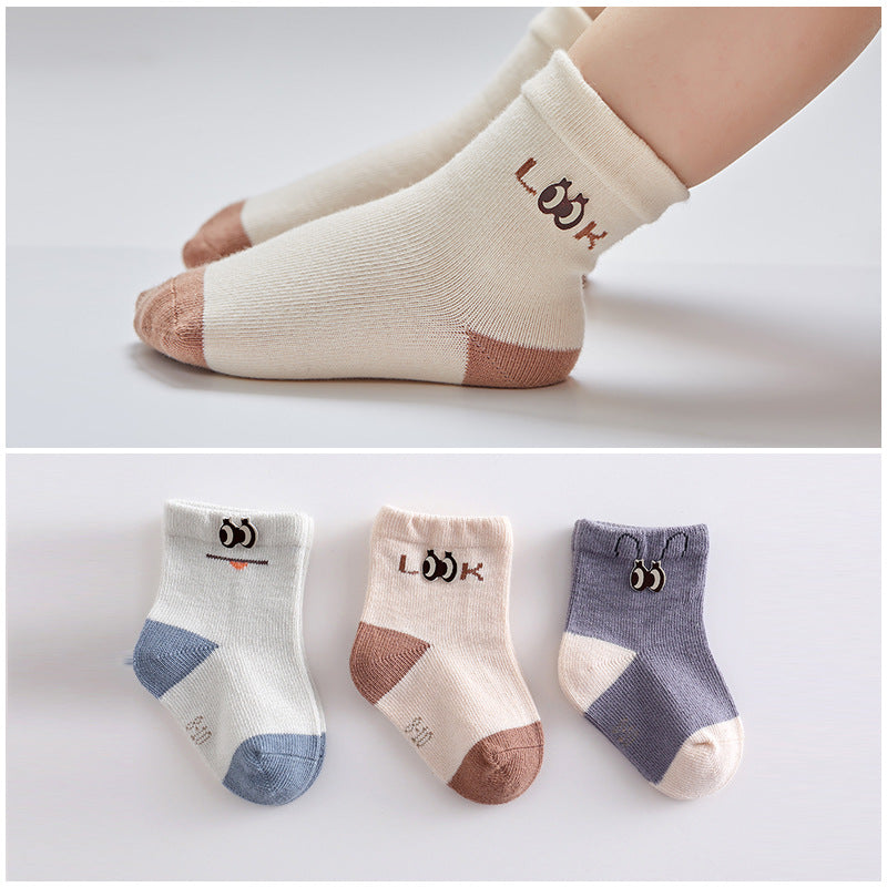 Accessoires de dessin animé, chaussettes pour bébé, chaussettes en coton désossées pour bébé