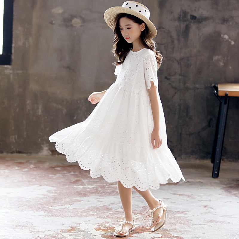 Girls' Cotton Dress Summer New Style Big Kids