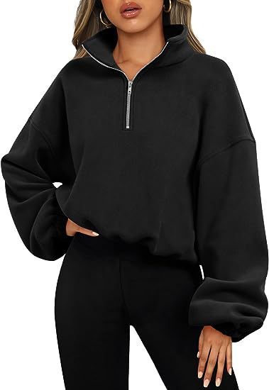 Lös Sport Pullover Hoodie Dam Vinter Enfärgad Dragkedja Stativ Krage Sweatshirt Tjock Varma Kläder