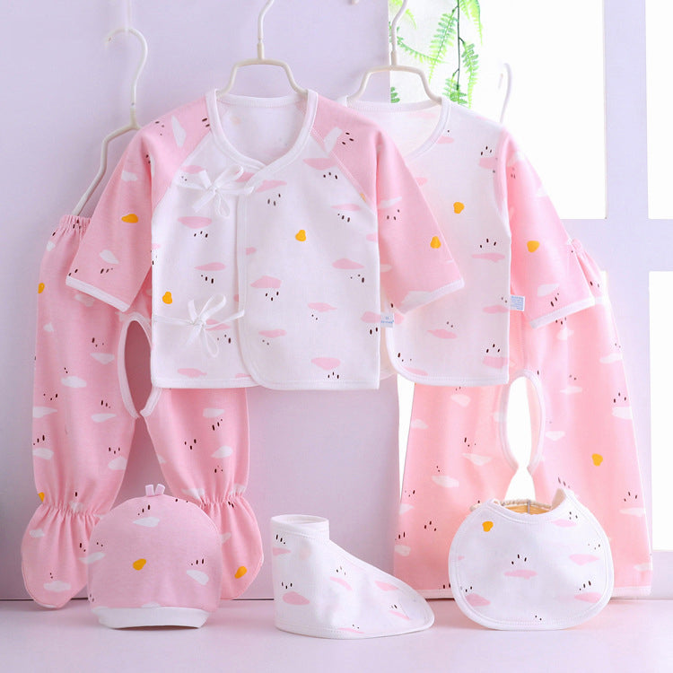 Vêtements pour bébé sept pièces, sous-vêtements pour nouveau-nés en coton couleur