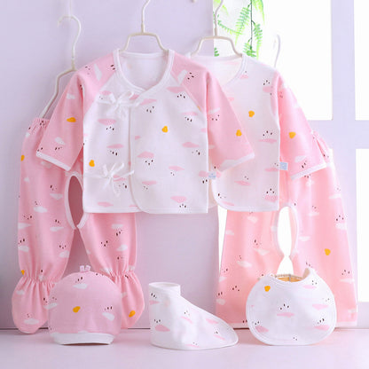 Vêtements pour bébé sept pièces, sous-vêtements pour nouveau-nés en coton couleur