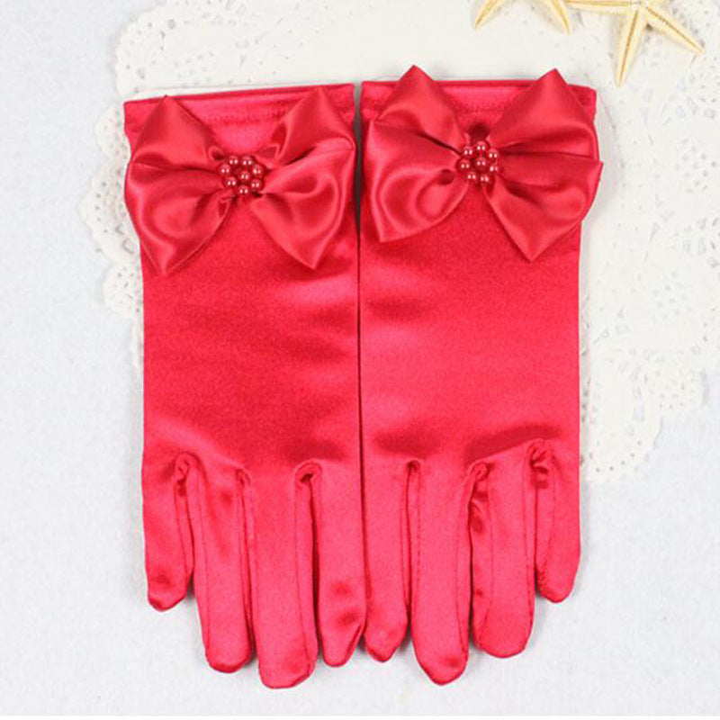 Gants longs de fille de fleur, gants pour enfants, gants de robe à nœud papillon pour filles