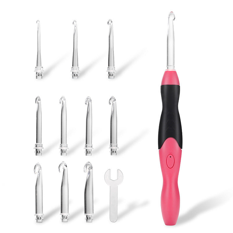 Rechargeable Light Crochet Hooks With Interchangeable Heads Knitting Needle Set