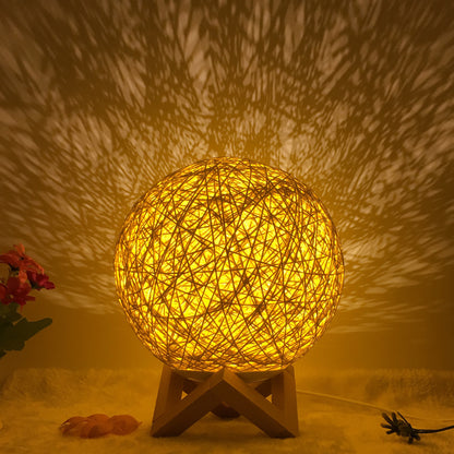 Amazon Hot säljning Creative linn Bordlampa Novel och Unik LED intelligent USB7 färg RGB16 färg fjärrkontroll Rattan Balla Lampa