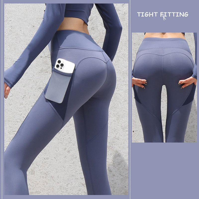 Leggings de Sport sans couture avec poches, pantalon Push Up taille haute pour femmes, Fitness, course à pied, Yoga, Leggings de Sport sans couture