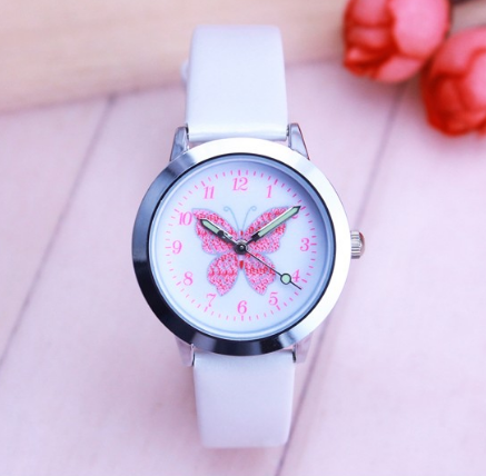 Children's Watches Kids Quartz Watch Student Girls Quartz-watch Cute Colorful Butterfly Dial Waterproof Watch